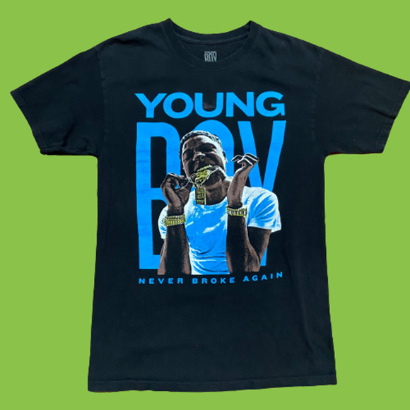 NBA Youngboy Official Merch Rap Tee Black Blue Men's Size Small - Picture 1 of 8